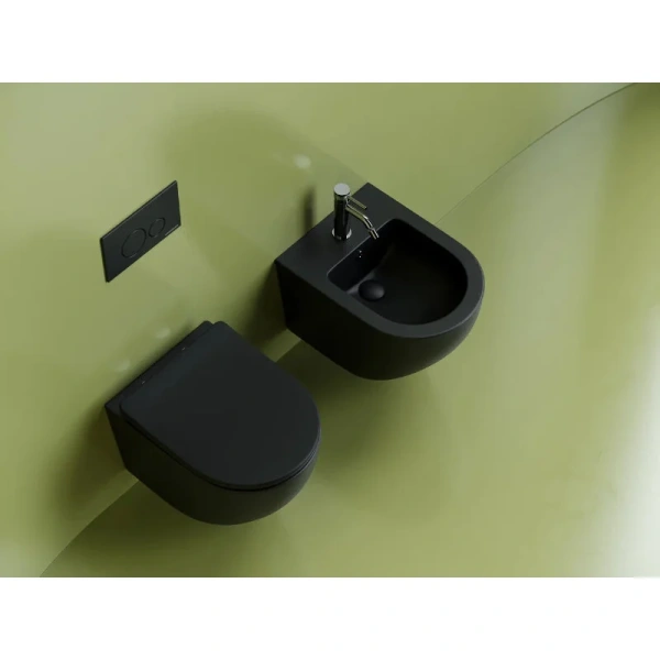 Унитаз подвесной Ceramica Nova Uno Rimless, чёрный матовый CN11001MB (детальная фотография), без бачка, со скрытым бачком