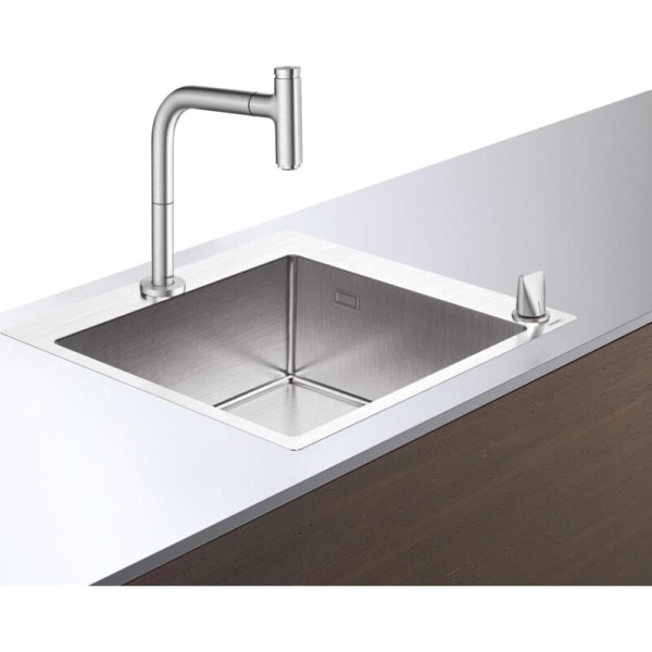 Мойка для кухни Hansgrohe C71-F450-06 55 см под сталь 43201800 (детальная фотография), врезные