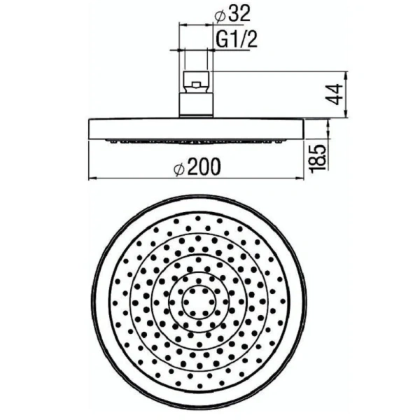 Верхний душ Nobili Rubinetterie хром WE00139/94CR (детальная фотография), верхние души