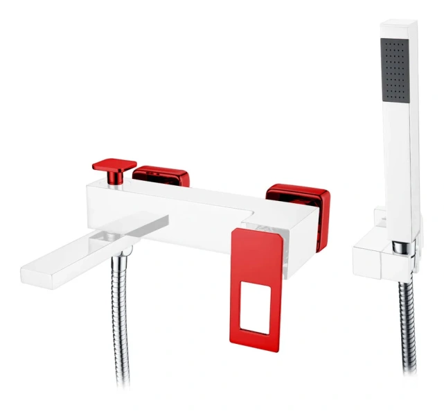 Смеситель для ванны Boheme Q хром/красный 143-CRR (детальная фотография)