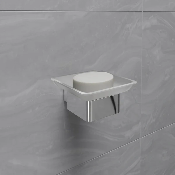 Мыльница Lemark Smooth Line хром 9741016 (детальная фотография), хром, белые, комбинированные