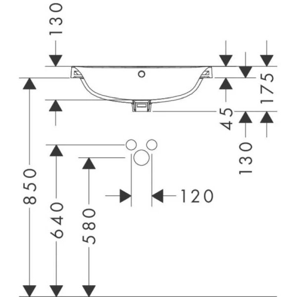 Раковина Hansgrohe Xuniva U 55 см белая 60161450 (детальная фотография), встраиваемые (в столешницу)