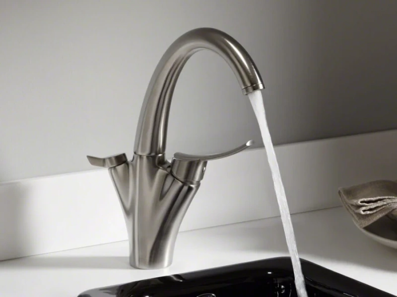 Смеситель для кухни Jacob Delafon Carafe однорычажный, матовая сталь E18865-VS (детальная фотография), высокие, округлая форма, для питьевой воды с фильтром