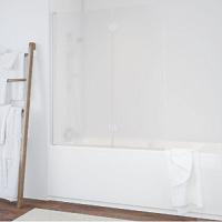 Душевая шторка на ванную профиль белый стекло сатин Vegas-glass