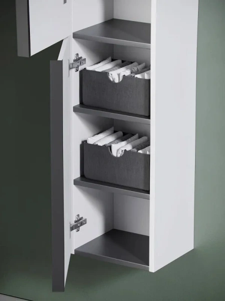 Шкаф-пенал подвесной Sancos Delta 35 см дуб светлый/белый PDL35W (детальная фотография), 35 см