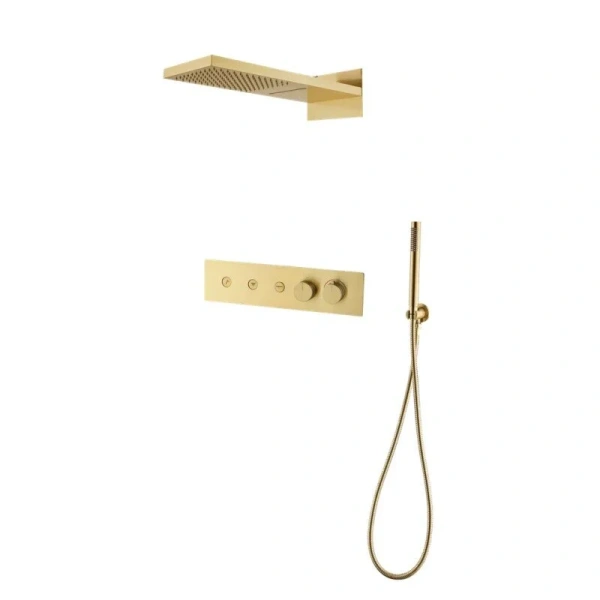 Душевой комплект Boheme Fusion с термостатом золото матовое 131-MG (детальная фотография), душевые комплекты, наборы