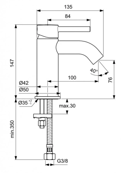 Смеситель для раковины Ideal Standard Ceraline хром BC268AA (детальная фотография), для раковины