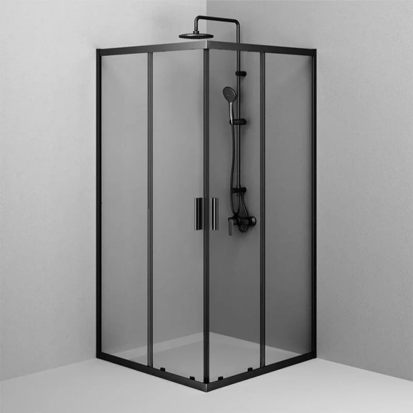 Душевой уголок Am.Pm Gem 100x100 см профиль черный W90G-403-100100-BT (детальная фотография), стеклянные, угловые, без поддона