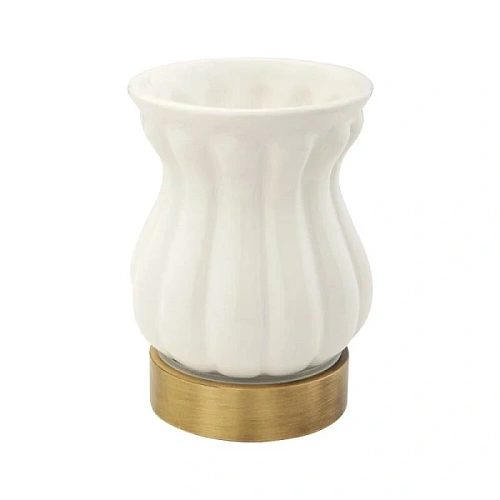 Стакан для ванной Migliore Olivia белая керамика, бронза - фото 2