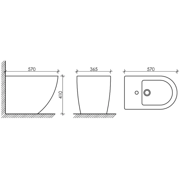Биде напольное Ceramica Nova Metropol черное CN4005MB (детальная фотография), современные, hi-tech