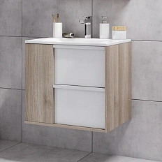 Тумба с раковиной подвесная Акватон Бостон 1A252501BN010 60 см с дверцей и двумя ящиками