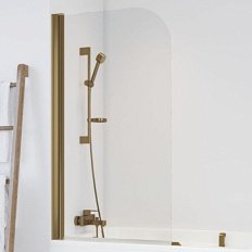 Душевая шторка на ванную профиль бронза стекло прозрачное Vegas-glass