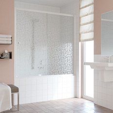 Душевая шторка на ванную профиль черный глянцевый стекло фея Vegas-glass