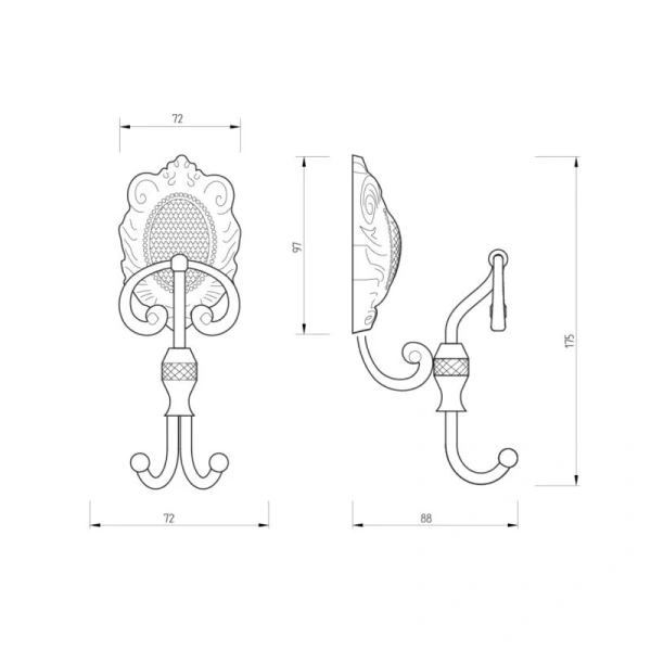 Крючок для ванной Migliore Cleopatra золото 16689 (детальная фотография), классические, ретро, декорированные
