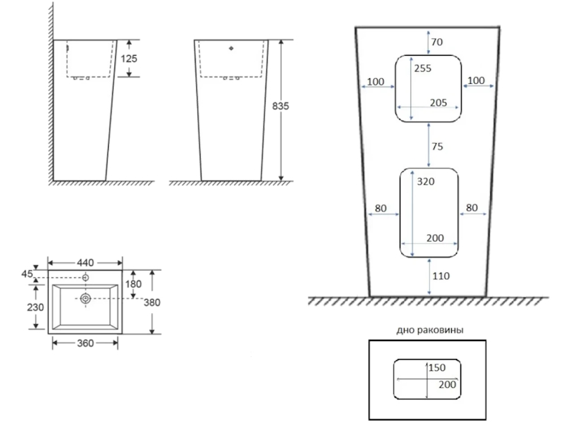 Схема (детальная фотография), прямоугольной формы, моноблок