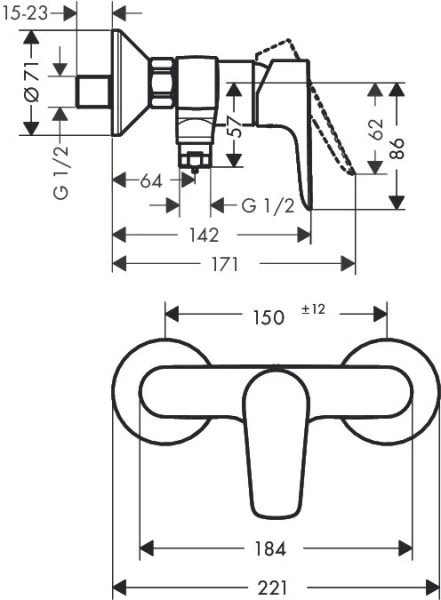 Смеситель для душа Hansgrohe Talis E хром 71760000 (детальная фотография), для душа