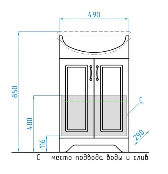 Тумба под раковину напольная Style Line Олеандр-2 55 Люкс 55 см белая ЛС-00000046 (детальная фотография), по запросу