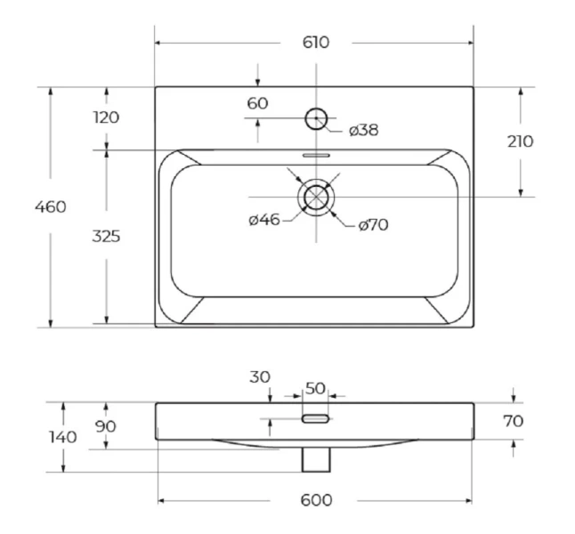 Раковина мебельная BelBagno Marino-Cer 61 см керамическая BB-8078-60 (детальная фотография), в наличии