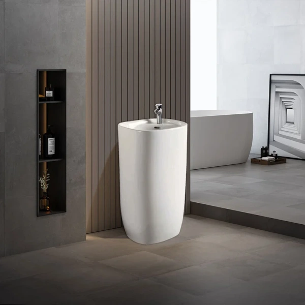 Раковина напольная Vincea 50 см белая VBS-2P202 (детальная фотография), напольные, свободностоящие