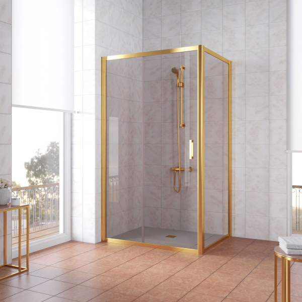 Душевой уголок профиль золотой стекло бронза Vegas-glass ZP+ZPV 115*80 09 05 (детальная фотография)