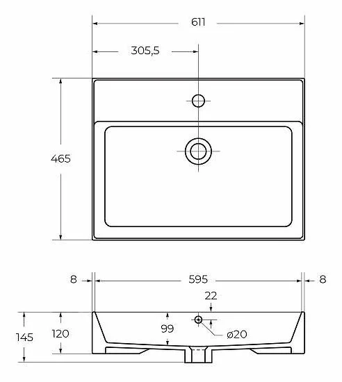 Раковина мебельная Cezares 60 см белая CZR-MIL-60-LVB (детальная фотография), нет в наличии