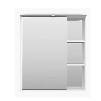 Зеркальный шкаф, зеркало слева, полочки справа, цвет белый, Misty Венера