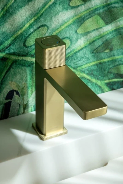 Смеситель для раковины Boheme Quad автоматический matt gold 159-MG (детальная фотография), современные, hi-tech, декорированные