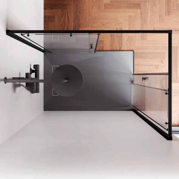 Душевой уголок Am.Pm X-Joy 120x80 см профиль черный, стекло прозрачное W94G-403-12080-BТ (детальная фотография), 120х80