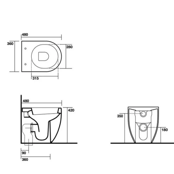 Унитаз напольный Kerasan Flo 311401 укороченный (детальная фотография), современные, hi-tech