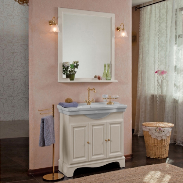 Тумба под раковину, цвет слоновая кость матовый, фурнитура золото, La Beaute Michel BMI90AVO.OR (детальная фотография), по запросу