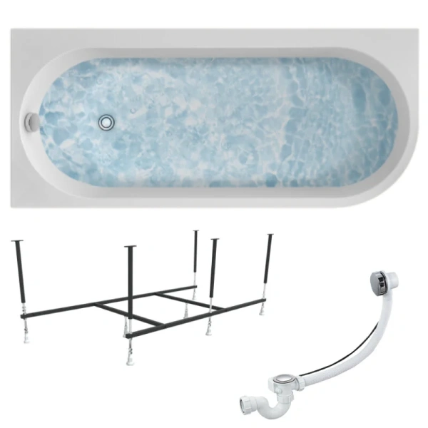 Ванна акриловая 1MarKa Alisa 01али1775лкс2+/01али1775пкс2+, 170 x 75 см, левая/правая, цвет белый (детальная фотография), 170 см