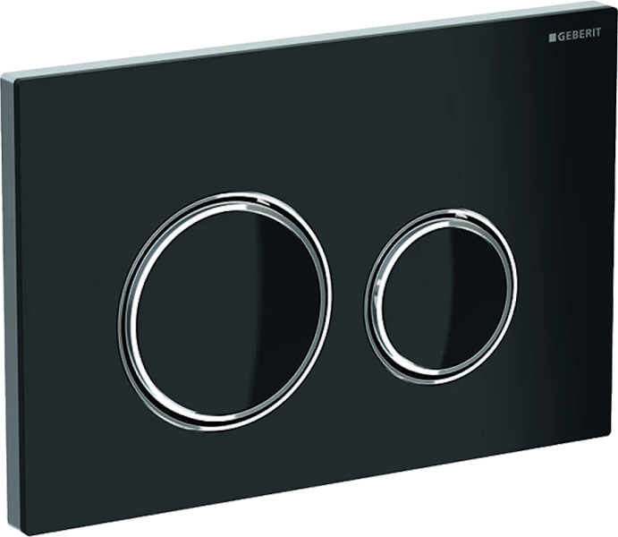 Клавиша смыва Geberit Sigma 21 черная/кольца хром 115.884.SJ.1 (детальная фотография), в наличии
