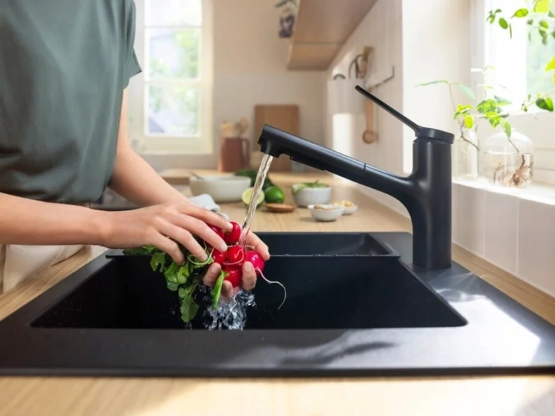 Смеситель для кухни Hansgrohe Zesis M33 матовый черный 74803670 (детальная фотография), высокие, из латуни, округлая форма