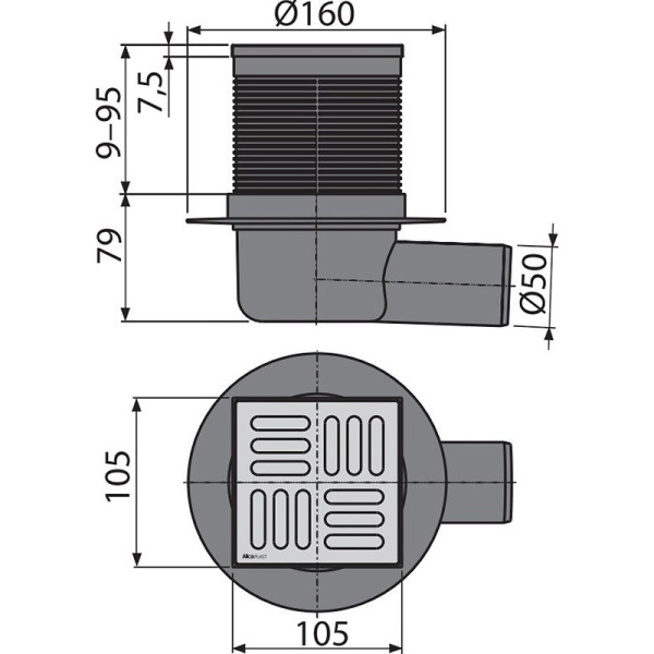схема (детальная фотография), душевой трап