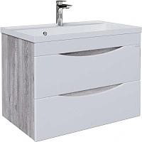 Тумба под раковину подвесная Grossman Талис 79 см бетон пайн/белый глянец