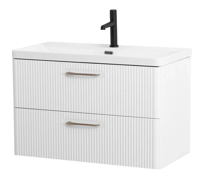 Тумба под раковину подвесная BelBagno Due 80 см Bianco Lucido DUE-800-2C-SO-BL-P (детальная фотография), современная, hi-tech