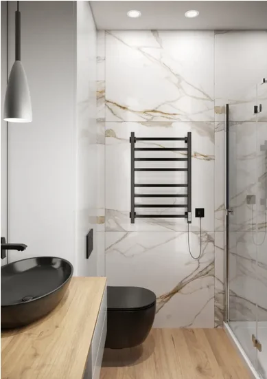 Полотенцесушитель электрический Ника Step 80х50 см черный матовый STEP-1 80/50 черн мат U (детальная фотография), черный