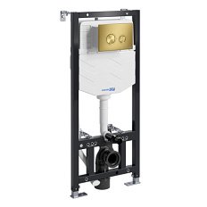 Инсталляция для унитаза WasserKRAFT Aller с кнопкой смыва матовое золото