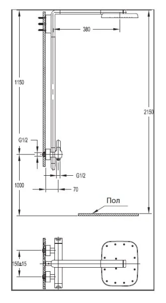 Душевая стойка Cezares Tesoro со смесителем TESORO-F-CD-01 (детальная фотография), современные, hi-tech