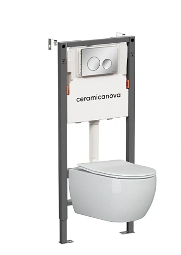 Унитаз с инсталляцией Ceramica Nova Play кнопка хром - фото 1