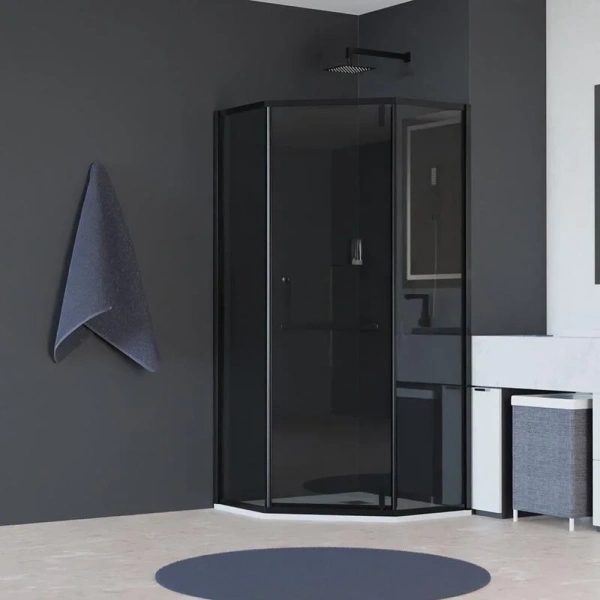 Душевой уголок RGW Hotel HO-084B 90x90 см профиль черный, стекло тонированное 350608499-34 (детальная фотография)