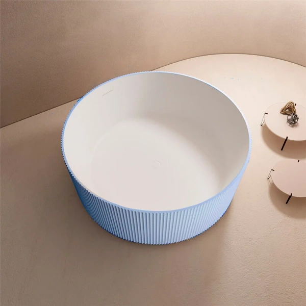 Ванна из искусственного камня Abber Stein 150x150 см голубая AS9679Blau (детальная фотография), современныe, hi-tech