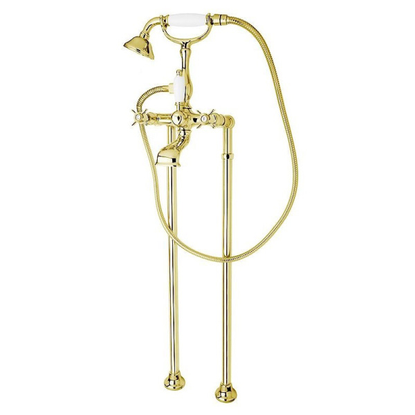 Смеситель для ванны Cezares Lord золото 24 карат, ручки белые LORD-VDP-03/24-Bi (детальная фотография)