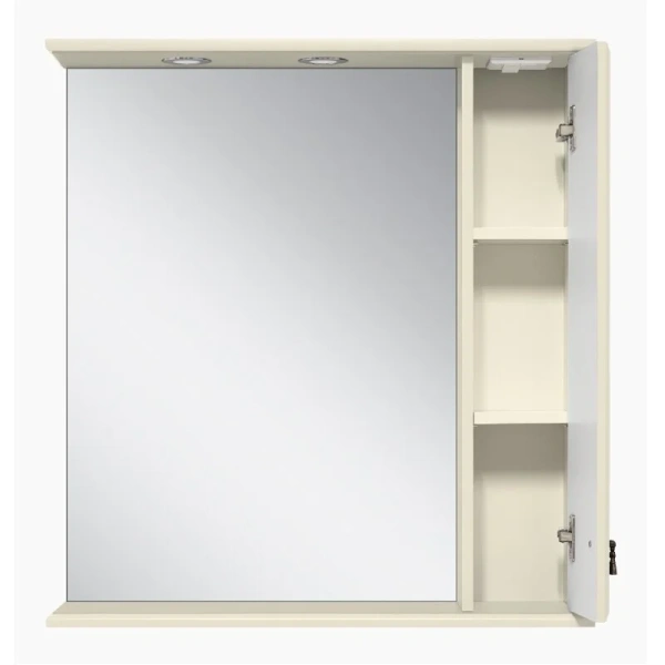 Зеркальный шкаф с подсветкой Misty Лувр 75 см слоновая кость правый П-Лвр03075-1014П (детальная фотография), бежевые