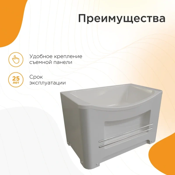 Акриловая ванна Радомир Арчи 1-01-0-0-1-341, 120 х 70 см, каркас, слив, фронтальный экран, полотенцедержатель в комплекте, белая (детальная фотография), 120 см