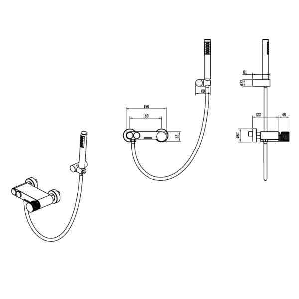 Смеситель для ванны Boheme Stick графит матовый 123-GM (детальная фотография), для ванны