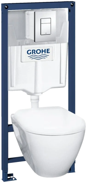 Унитаз с инсталляцией Grohe Solido с сиденьем микролифт 39186000 (детальная фотография)