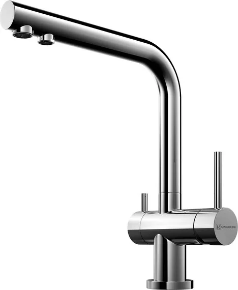 Смеситель для кухни Omoikiri Nagano-C + Pure drop Lite хром 4146.8028 (детальная фотография), высокие, из латуни, округлая форма, для питьевой воды с фильтром