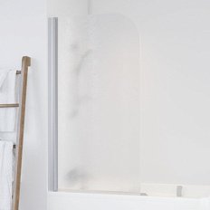 Душевая шторка на ванную профиль матовый хром стекло шиншилла Vegas-glass