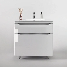 Тумба под раковину напольная Style Line Марелла Люкс Plus 80 см белый глянец